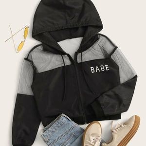 Black mesh Windbreaker